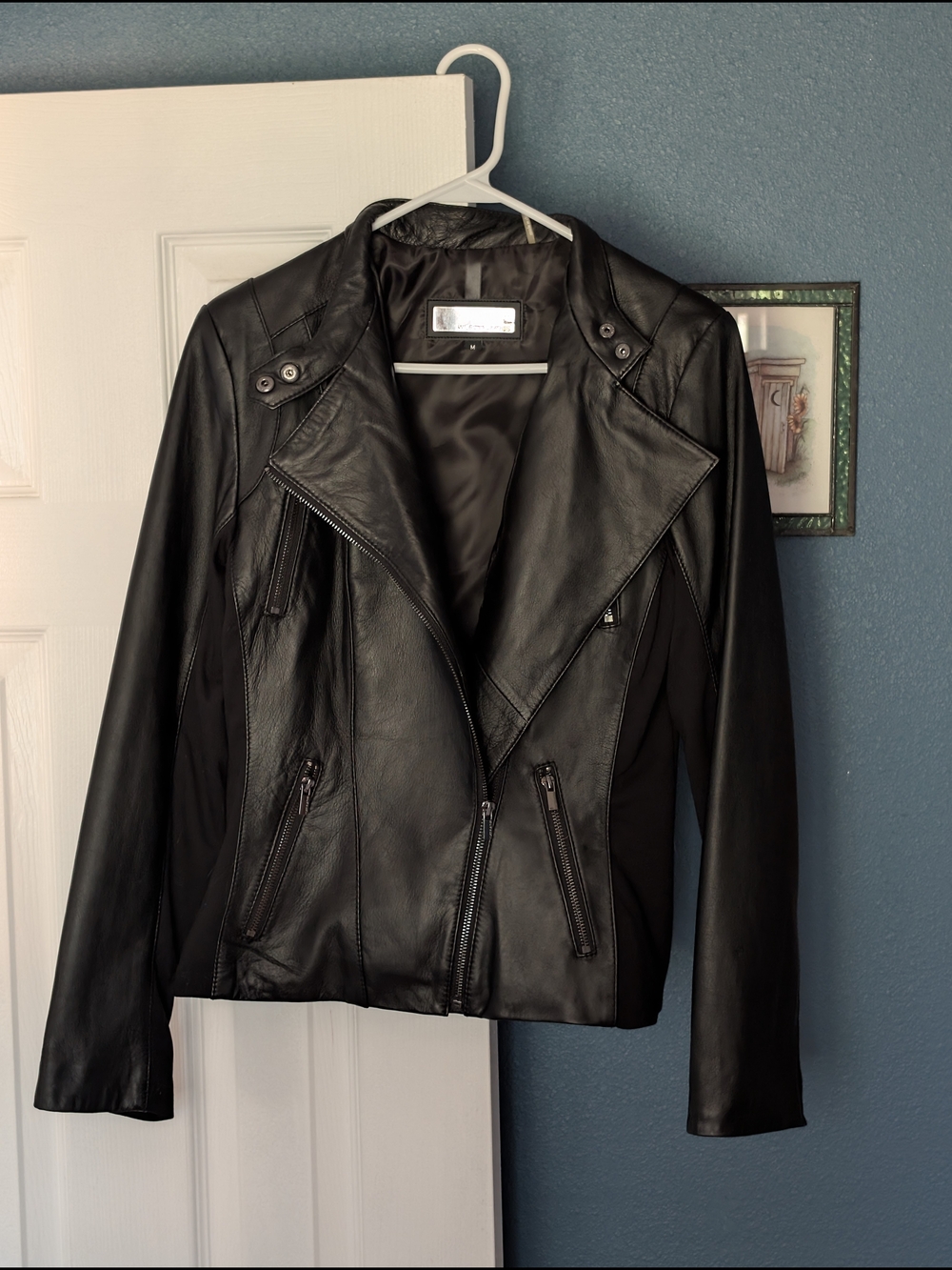Wilsons Leather-Black Asymmetric Zip Moto Jacket